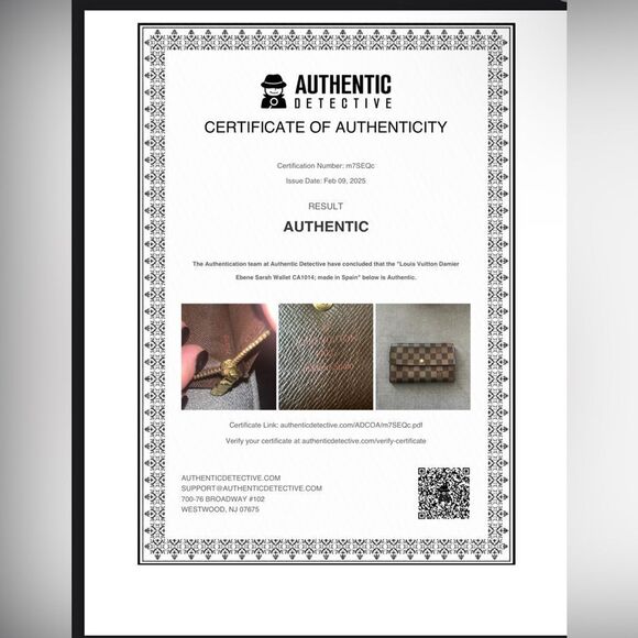 LOUIS VUITTON Damier Ebene Sarah Wallet - Picture 15 of 16